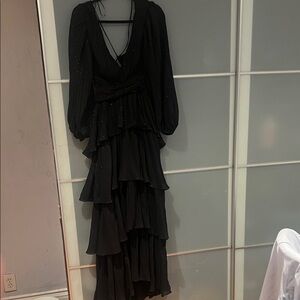 Elegant Black Tiered Evening Dress